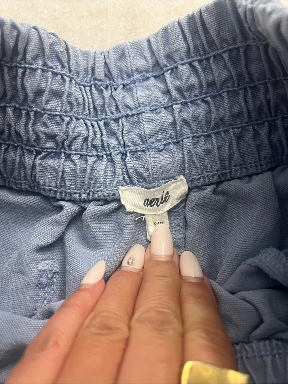 Aerie Blue Smocked Waist Pull-On Shorts